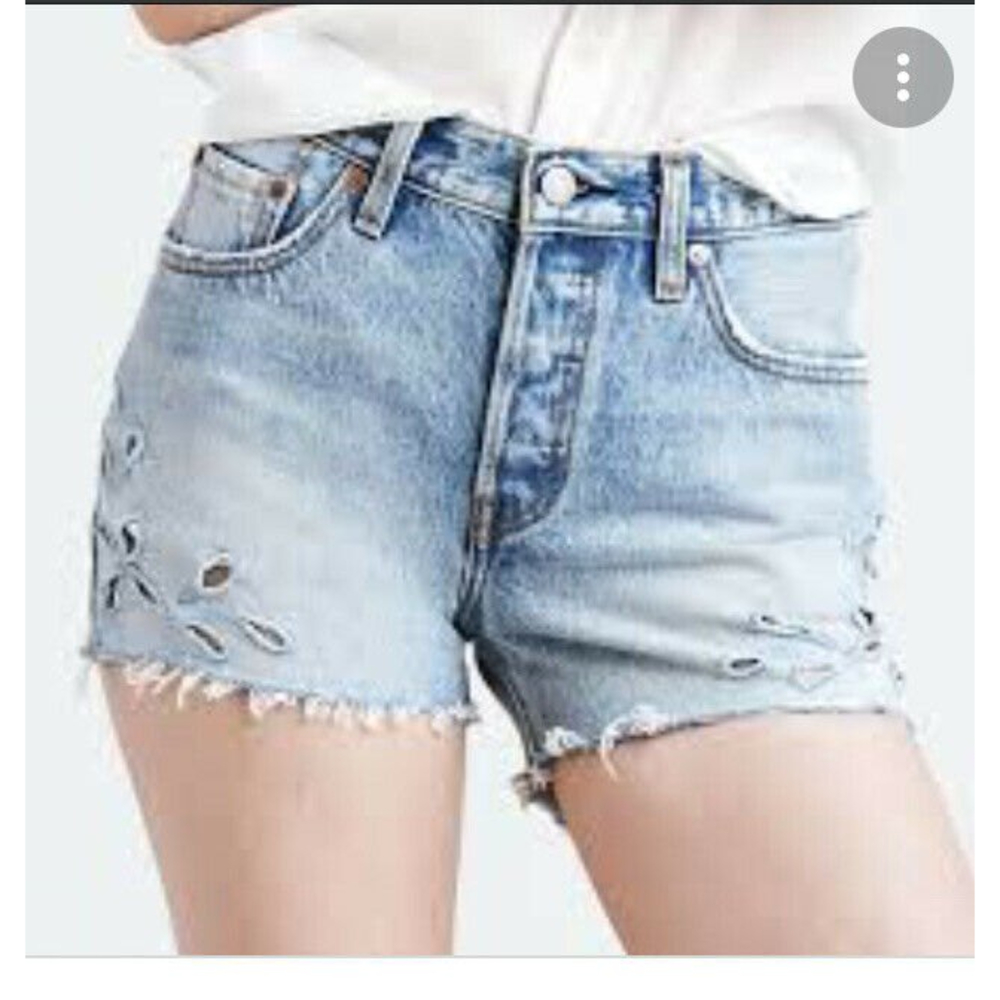 Sold Levi's 501 Denim Cutoff Shorts High Rise Size 31 Vintage Light Wash Frayed - Picture 2 of 10